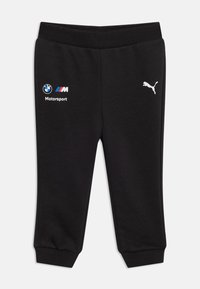 Μαύρο παντελόνι jogging με επωνυμία BMW Motorsport, με ελαστική μέση και μανσέτες, που φέρει λευκό λογότυπο Puma στο δεξί μηρό.