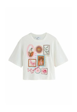Next, REGULAR FIT - GRAPHIC EMBROIDERED SHORT SLEEVE T-SHIRT . - T-Shirt print - ecru white
