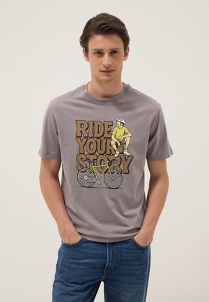 OVS, T SHIRT FRONT PRINT REGULAR FIT - T-shirt imprimé - grey