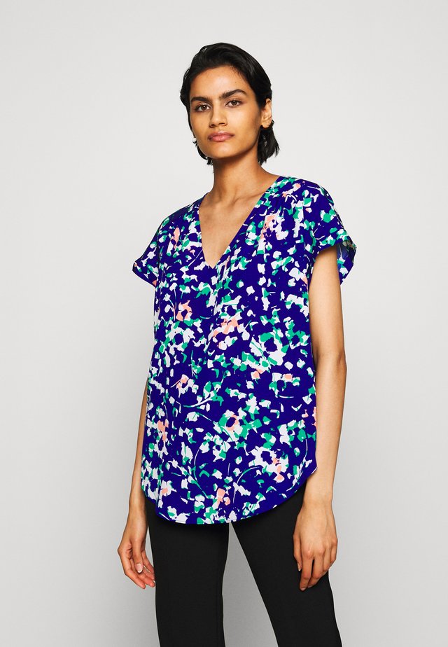 PRINTED VNECK ROLLED CUFF - Bluser - electric blue/multi