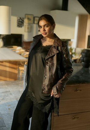 Kaffe Curve, KCRISSA LEATHER - Læderjakke - rusty black