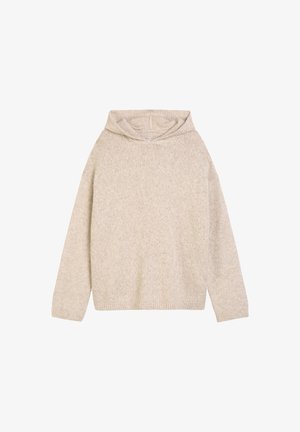 Maglione beige a maglia con collo a cascata, maniche lunghe e vestibilità rilassata. Realizzato in materiale morbido con un motivo leggero e strutturato.