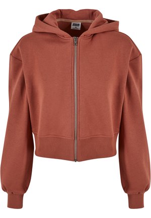 SHORT - Bluză de molton cu fermoar - terracotta