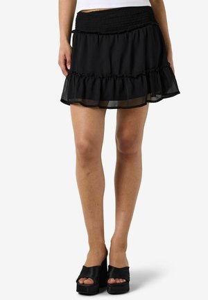 Noisy May MODISCHER VOLANT ROCK LEO PRINT MIT ELASTISCHEM BUND - Minijupe - black