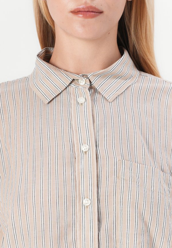 TIE BACK SHIRT - Button-down blouse - beige stripe3