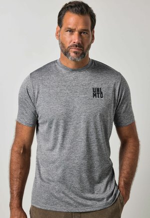 JP1880, T-SHIRT, FITNESS, CHEST PRINT, QUICKDRY, UP TO 7XL - Camiseta estampada - mottled grey