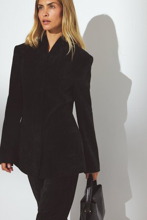 HIGH COLLAR CHENILLE  - Blazer - black