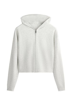OYSHO, HOODED KNIT JACKET - Gilet - pale grey melange
