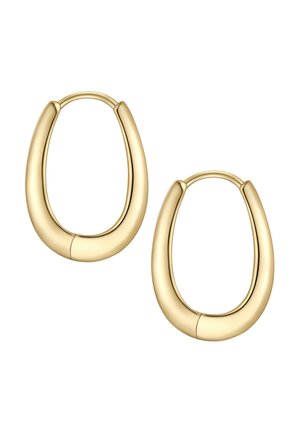 Guld hoop øreringe med en glat, rund form og en poleret finish. Bemærkelsesværdig sømdetalje i bunden og åben lukningsdesign.