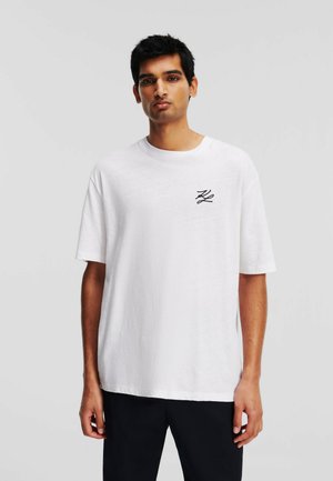 RELAXED AUTOGRAPH LINEN - Basic T-shirt - white