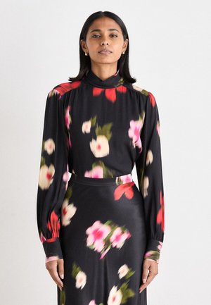 FLORAL MOCK NECK BLOUSE - Hosszú ujjú felső - black