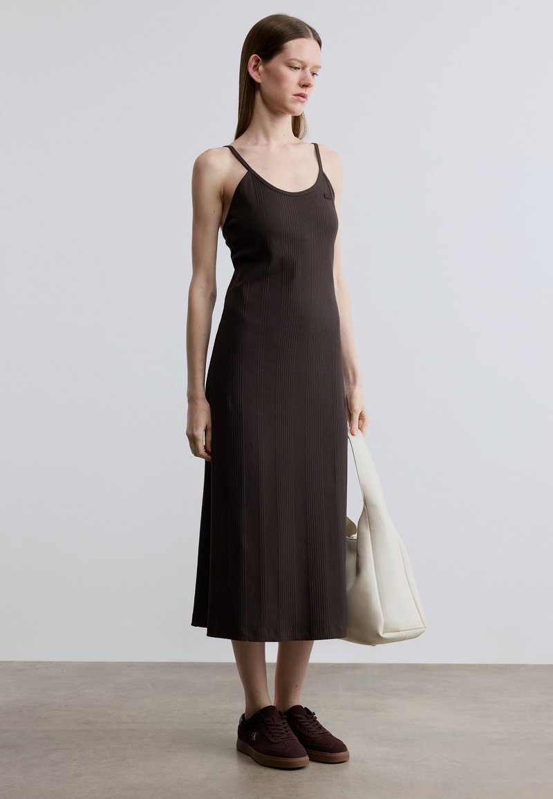 lacoste brown dress Lacoste Women's Long Ribbed Wool Blend Sweater Dress
