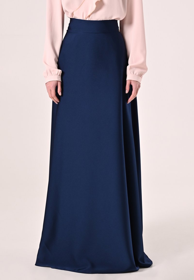 Gonna Lunga Vintage Rinascimentale SCARLET DARKNESS - Vita Alta Elastica, Maxi Svasata, Morbida, Colore Blu Scuro, Taglia L - Ispirazione Cottagecore E Medievale