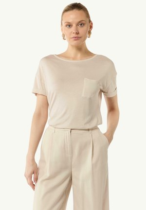 comma AUS FEINEM  - T-Shirt basic - helles beige