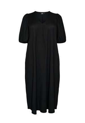 Zizzi, MIDIKLEID MIT V-AUSSCHNITT UND STRUKTUR, czarny