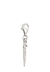 Charme en argent avec un design de plume détaillé, doté d'un fermoir à homard et d'une finition polie. Mesure environ 5 cm de long.