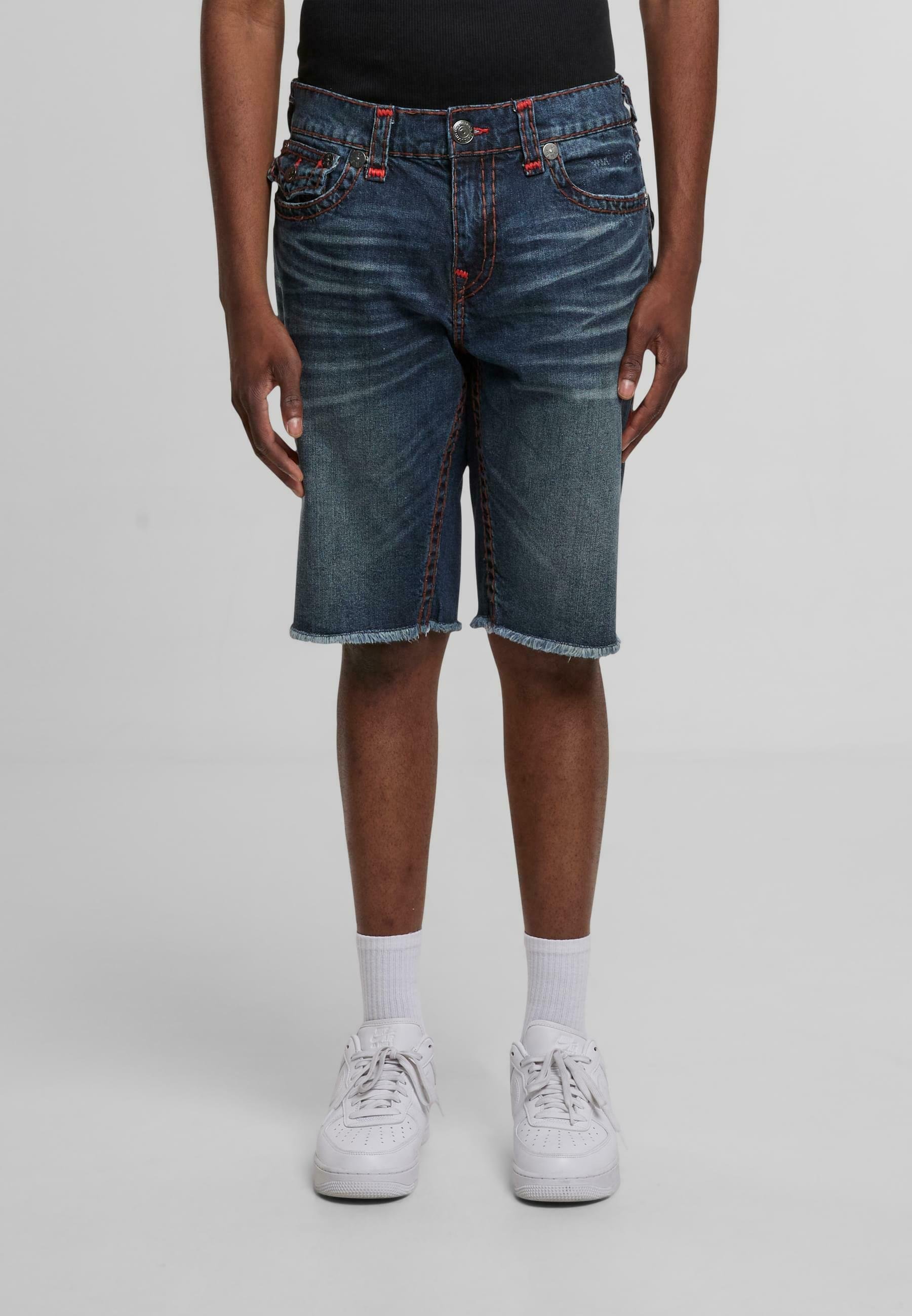 True Religion RICKY SUPER FLAP RAW - Denim shorts - blue - Zalando