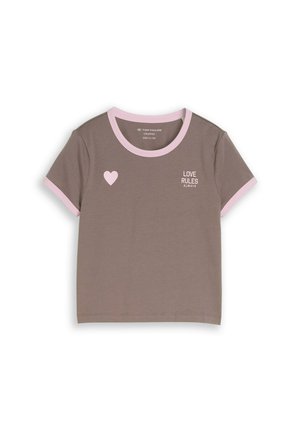 CROPPED MIT HERZ-PRINT - T-shirt print - rusty brown