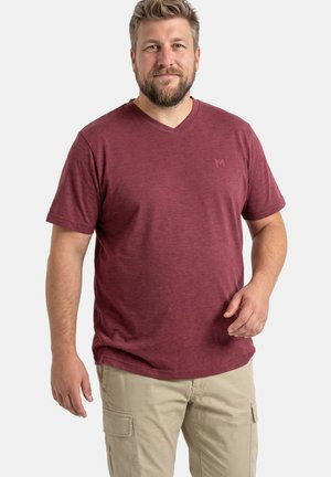 Men Plus, T-SHIRT, BASIC, HALBARM, V-AUSSCHNITT - T-Shirt basic - copper brown