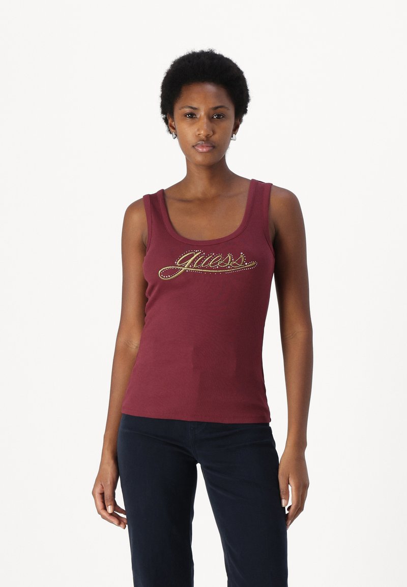 Guess LOGO RIB TANK - Top - burgundy rose