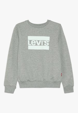 Szara bluza z długim rękawem, z prążkowanymi mankietami i dołem, z białym logo Levi’s umieszczonym na środku klatki piersiowej.