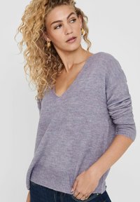 JDY JDYELANORA L/S V-NECK NOOS - Neule - lavender gray