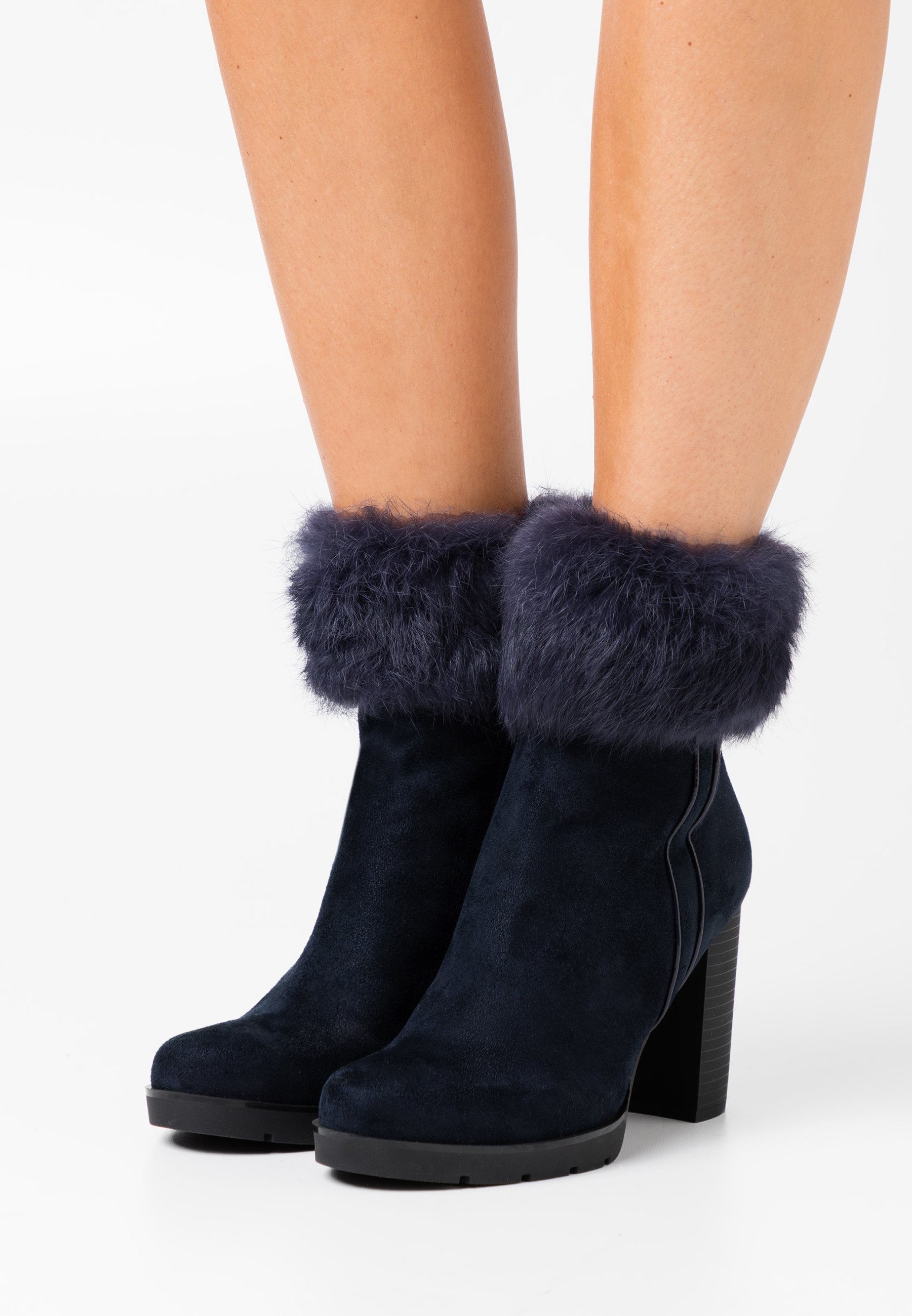 navy heeled ankle boots uk