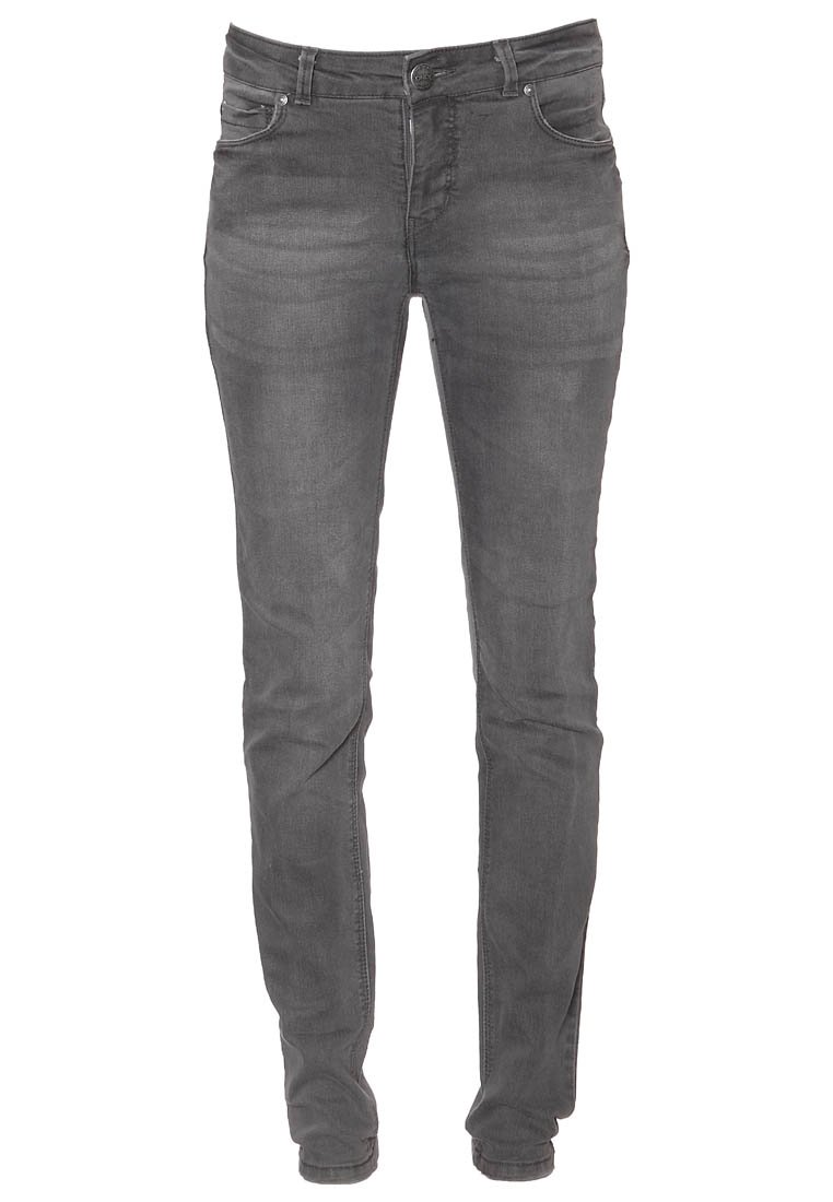 Grijze denim jeans met een slim fit, vijfzakkenontwerp, zilverkleurige hardware en subtiele vervaging. Voorzien van een klassieke knoop- en ritssluiting.