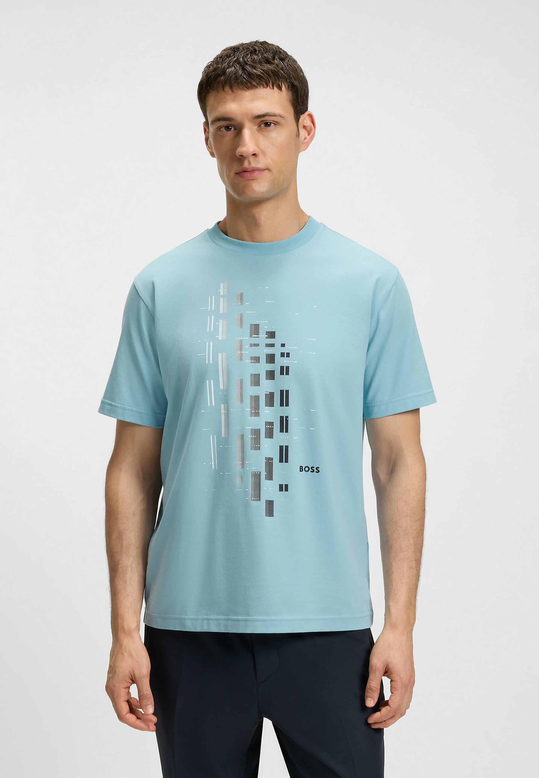 BOSS Print T-shirt light blue five/light blue Zalando