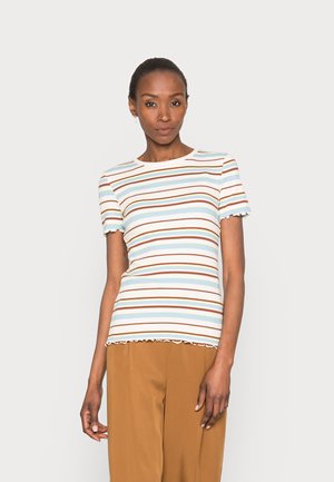 SLIM TEE - T-shirt print - blue creme brown