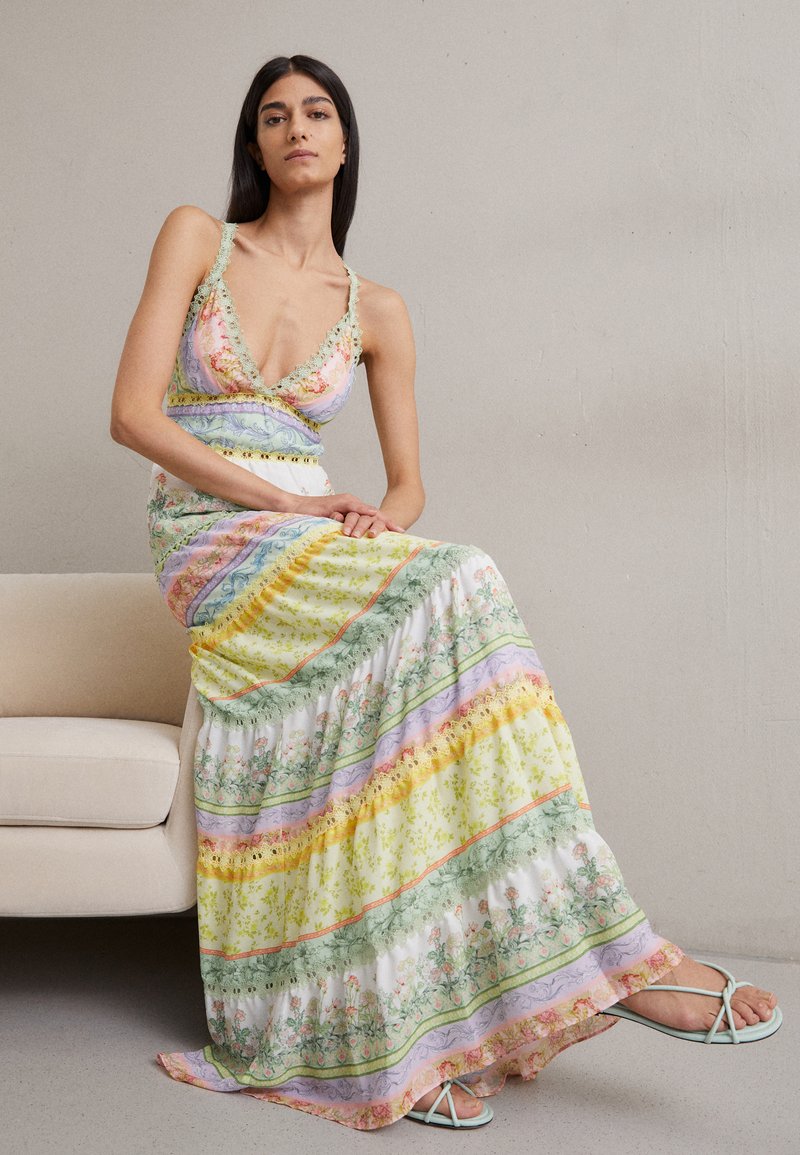 alice and olivia karolina paneled maxi dress ALICE + OLIVIA Karolina Paneled Tie-Back Maxi Dress