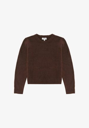 Bruin gebreid sweater met een ronde hals en lange mouwen. Zachte textuur, cropped ontwerp en geen zichtbare patronen of hardwaredetails.
