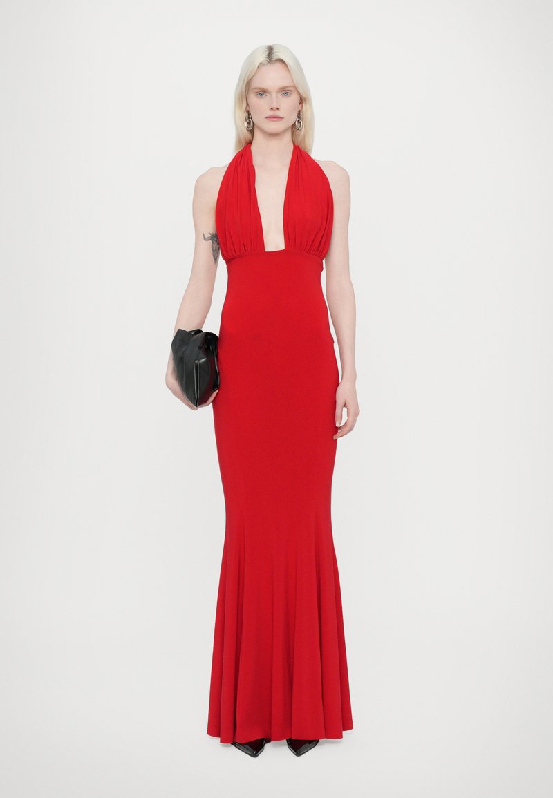 Norma Kamali CROSS HALTER FISHTAIL GOWN - Occasion wear - tiger red/red