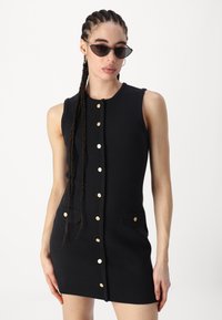 Abercrombie & Fitch BUTTON THROUGH MINI DRESS  - Gebreide jurk - black beauty