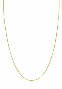 Goldkettnecklace mit einem zarten Design, das abwechselnd glatte und strukturierte Glieder aufweist, gleichmäßig verteilt für ein ausgewogenes Erscheinungsbild.