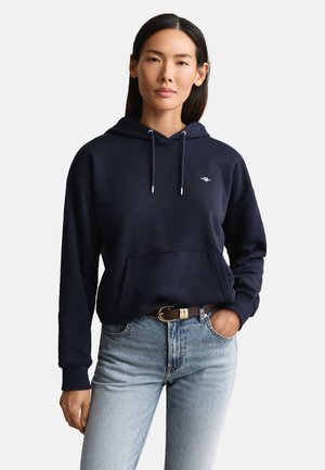 GANT SHIELD HOODIE - Φούτερ με κουκούλα - evening blue
