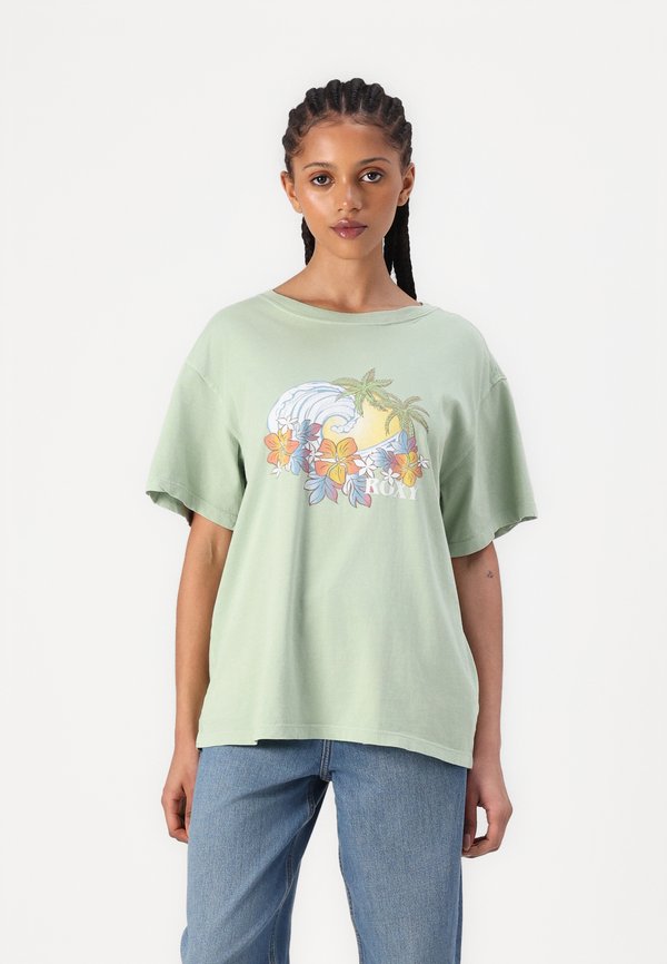 SUNNY OVERSIZE ENZYME WASH - Print T-shirt - basil