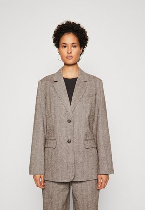 NA-KD STRAIGHT OVERSIZED HERRINGBONE - Blazer - dark beige