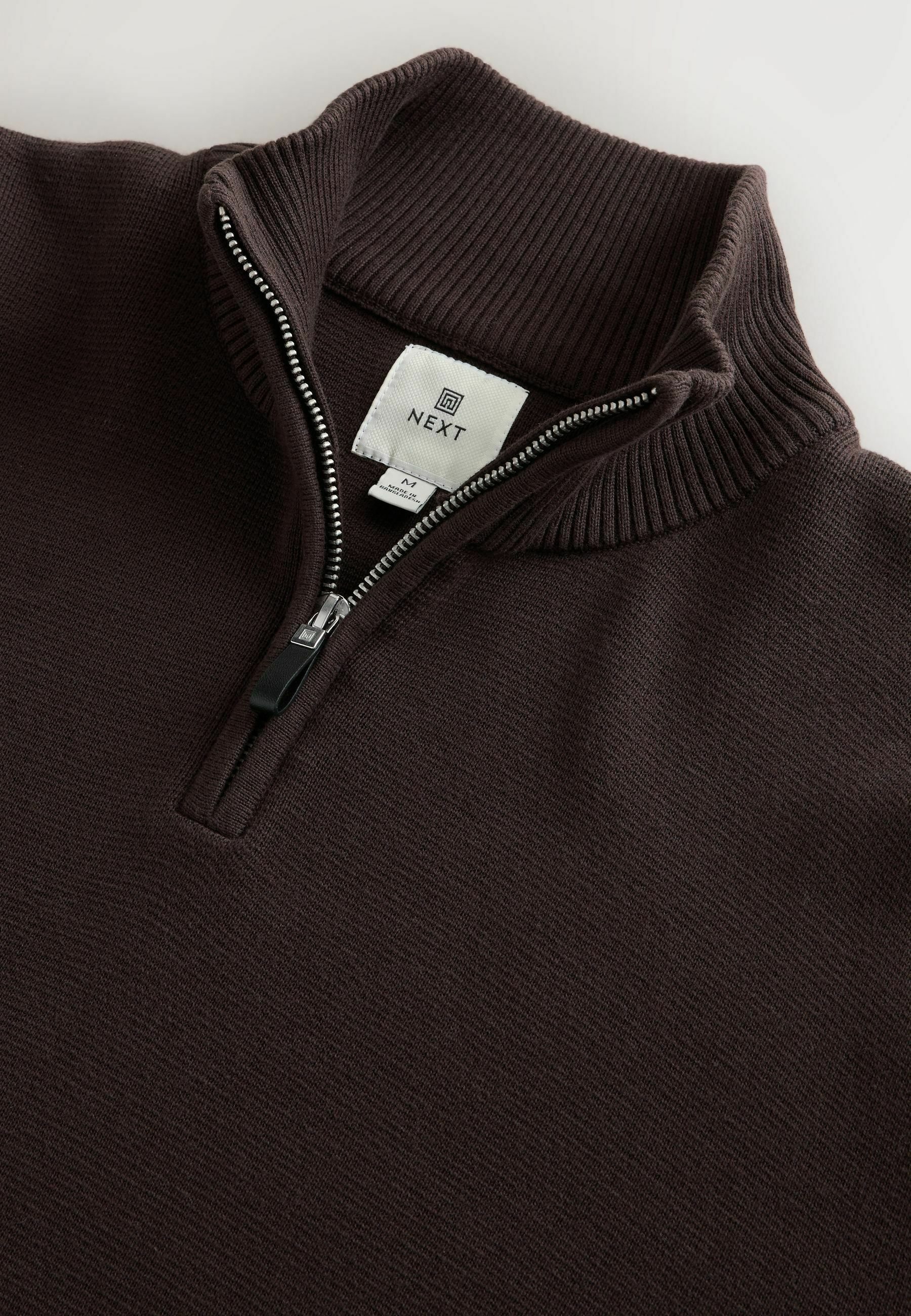 Next PLAIN REGULAR FIT PREMIUM QUARTER ZIP - Jumper - brown - Zalando