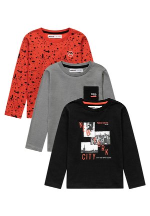 3 PACK LONG SLEEVE  - Print T-shirt - dark blue red grey