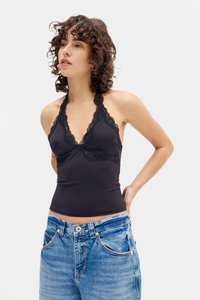 BDG Urban Outfitters - JE TAIME HALTER - Viršus - black Miniatiūros vaizdas 1