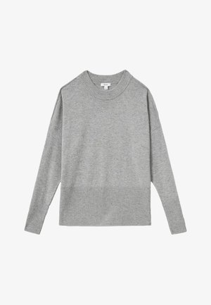 Hallus hall madal kaelus, ribadega krae ja ribadega helmed ning laiad varrukad, millel on natuke lõtv sobivus. Ühtlane tekstuur.