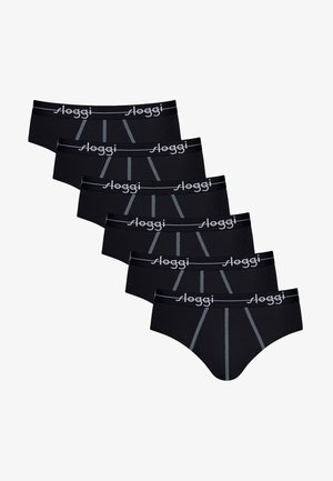 Zwarte katoenen shorts met een grijze logoband en contrasterende stiksels. Verkocht in een verpakking van zes. Klassiek ontwerp met een elastische tailleband.