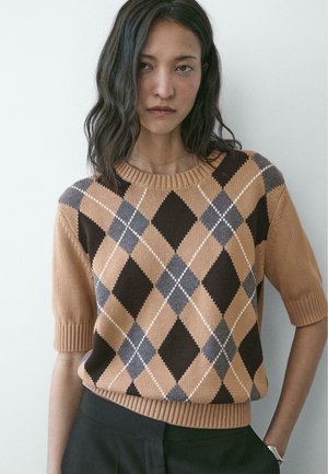 ARGYLE SWEATER  - T-shirt con stampa - camel