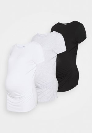 MATERNITY WRAP FRONT SHORT SLEEVE 3 PACK - T-shirt basic - black/white/silver marle