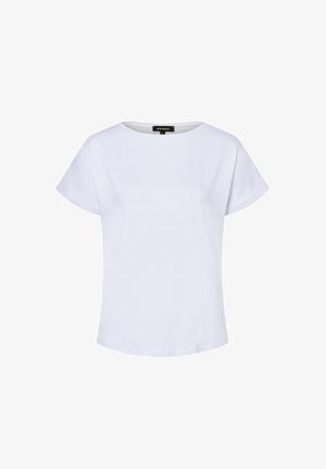 Witte korte mouwen top met een ronde halslijn, gemaakt van zacht materiaal. Kenmerkt zich door een ontspannen pasvorm en een gladde textuur.