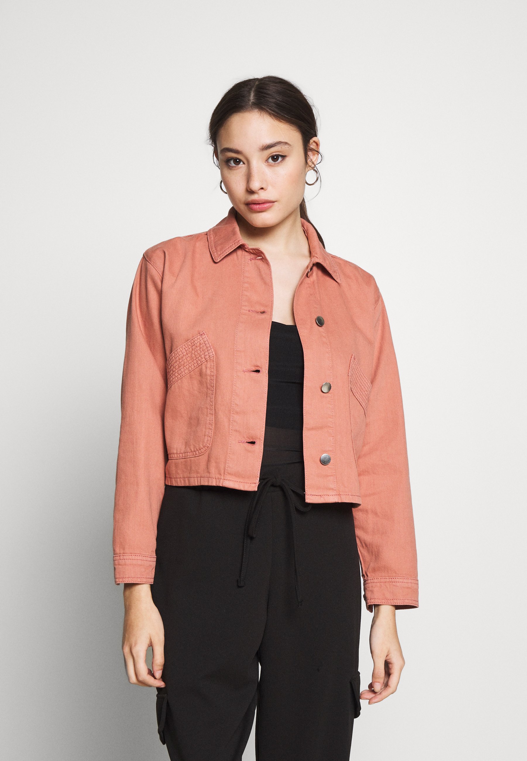 petite pink denim jacket
