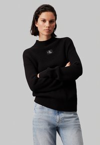 LABEL LOOSE SWEATER - Pulover - black