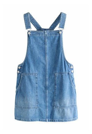 Next, REGULAR FIT - DENIM DUNGAREE MINI DRESS . - Denimkjoler - mid blue
