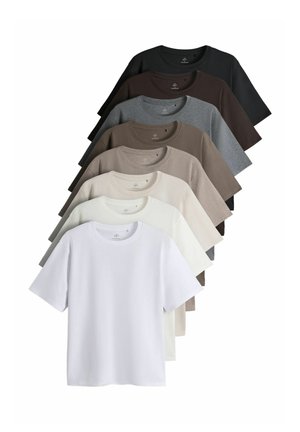 THE SET, 8 PACK ESSENTIAL LIGHTWEIGHT T-SHIRTS - T-Shirt basic - neutral black brown taupe cream white